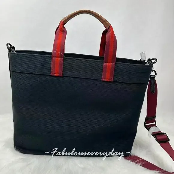 Coach Men's Canvas Tote Bag 38 In Black CJ486 NWT - Picture 2 of 10